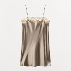 Silk blend lace slip dress